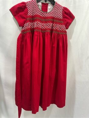6X Will’Beth Red Smocked Girls' Hand Smocked Classic Holiday Dress LN RARE